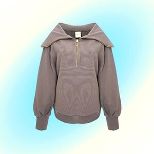 Varley Grey Vine Chunky Rib Half Zip Sweatshirt